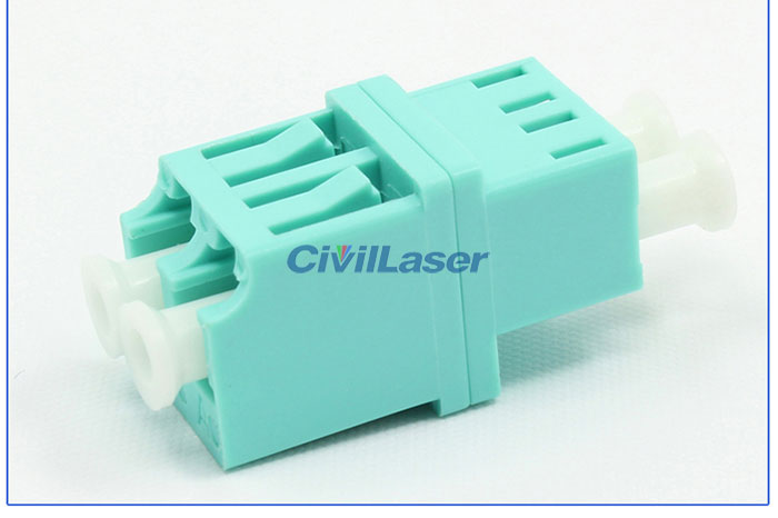 Cyan LC Mulyimode Double Core Plastic Fiber Optic Adapter